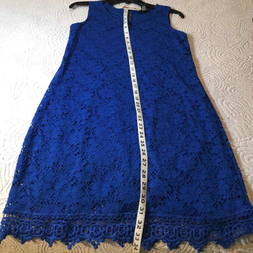 Alfani Blue lace stretch lined dress, P/S, NWT